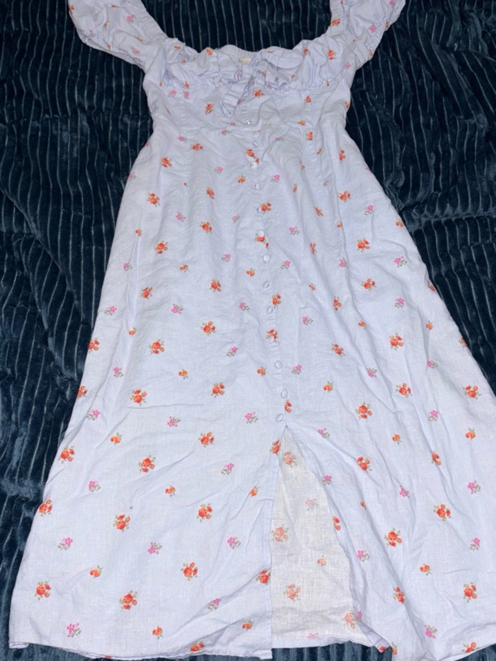 Altar'd State White Maxi Dress with Orange and Pink Floral Print